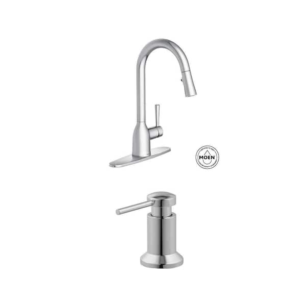 Adler Chrome Kitchen Faucet with Power Clean, Reflex and 3.13 in. Soap Dispenser Combo