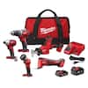 Milwaukee M18 18V Lithium-Ion Cordless Combo Kit (5-Tool) with (2) Batteries, Charger and Tool Bag 2694-25