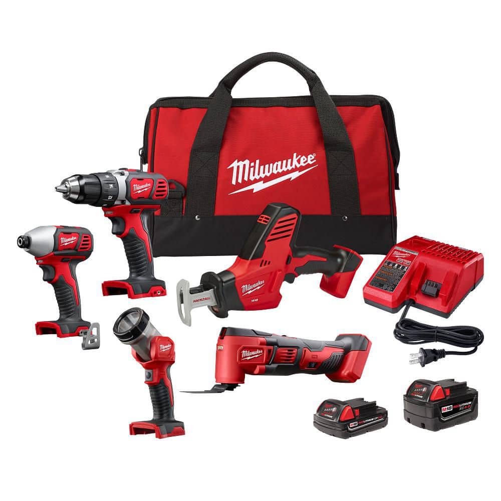 Milwaukee M18 18V Lithium-Ion Cordless Combo Kit (5-Tool) with (2