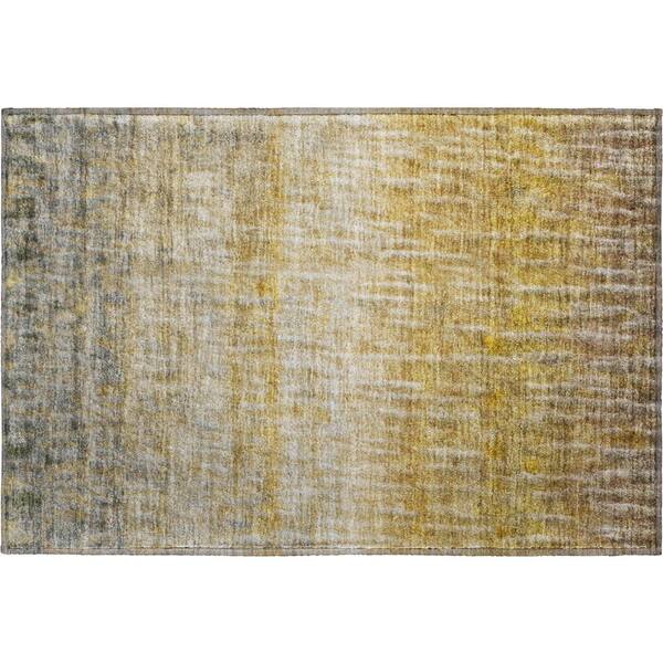 Mayfield Premium Machine Washable Abstract AMF2317 Gold 2 ft. x 3 ft. Accent Rug