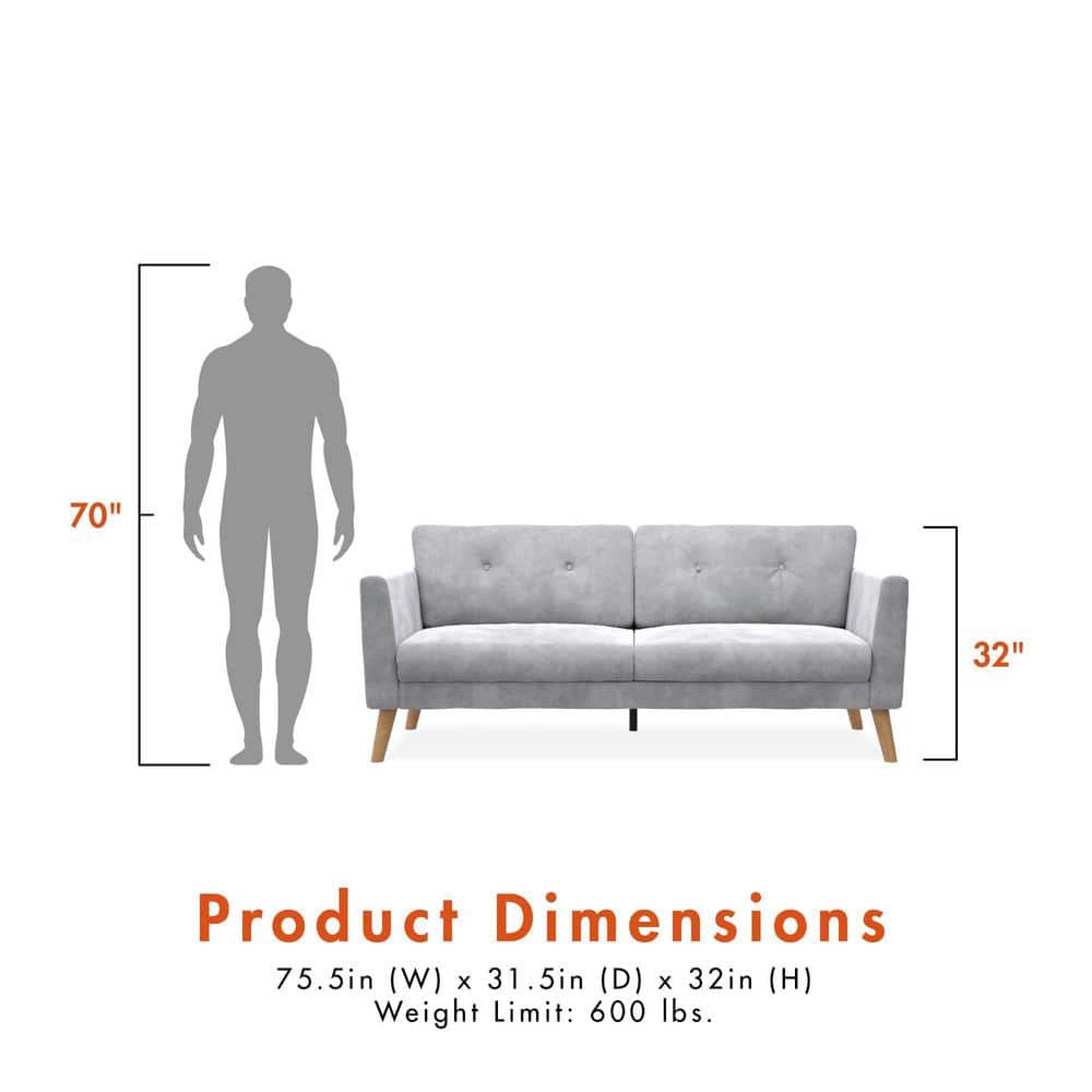 Elegant Gray Velvet Tufted Sofa with Sleek Wood Legs