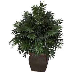 43 in. Artificial H Green Triple Bamboo Palm with Decorative Planter Silk Plant
