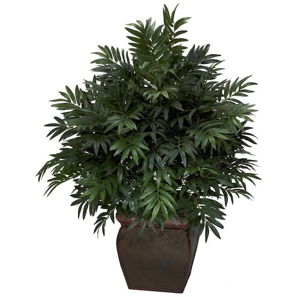 Nearly Natural 43 in. Artificial H Green Triple Bamboo Palm with Decorative Planter Silk Plant