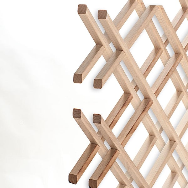 American Pro Decor 14-Bottle Trimmable Wine Rack Lattice Panel Inserts in Unfinished Solid North American Hard Maple