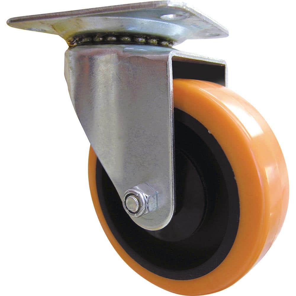 Shepherd 4 in. Orange Rubber Like TPU and Steel Swivel Plate Caster