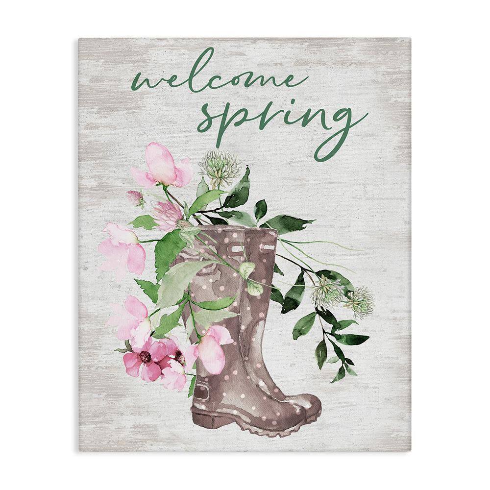 Welcome Spring Seasonal Rain Boots Flower by Lettered and Lined Unframed Nature Graphic Art Print 40 in. x 30 in. price history on PriceWatchPro