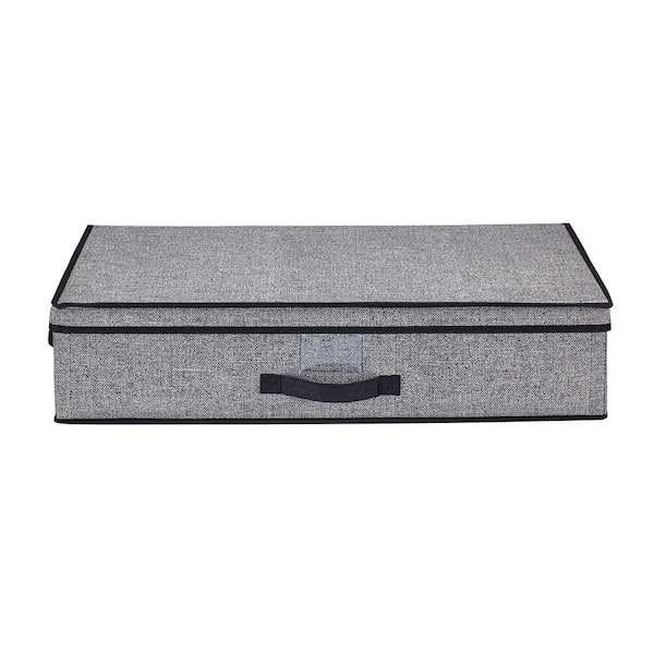 Simplify 16 in. W x 6 in. H x 28 in. D Black Under-the-Bed Storage Box