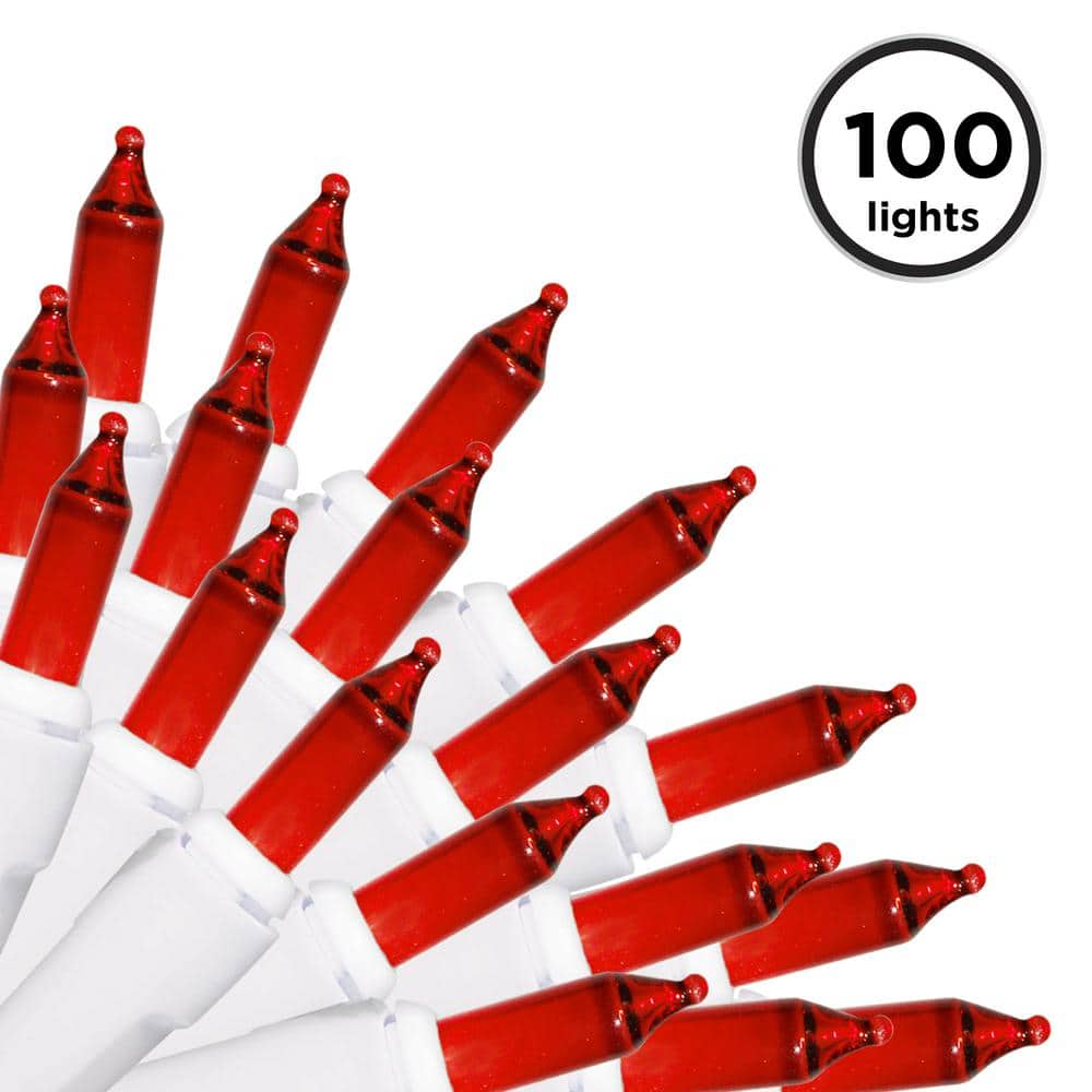 22.42 ft. 100-Count Incandescent Red Christmas String to String Mini Lights