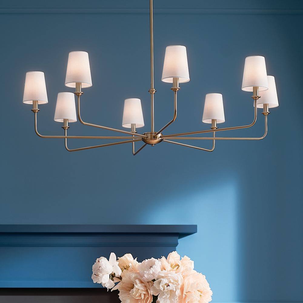 Pallas 42.75 in. 8-Light Brushed Natural Brass Traditional Shaded Circle Chandelier for Dining Room price history on PriceWatchPro