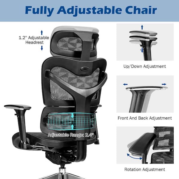 COTSWAY MODERN ERGONOMIC Mid-Back Mesh Office Desk Chair Lumbar Support Armrest 
