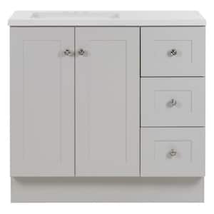 Bannister 37 in. W x 19 in. D x 35 in. H Single Sink  Bath Vanity in Pearl Gray with White Cultured Marble Top