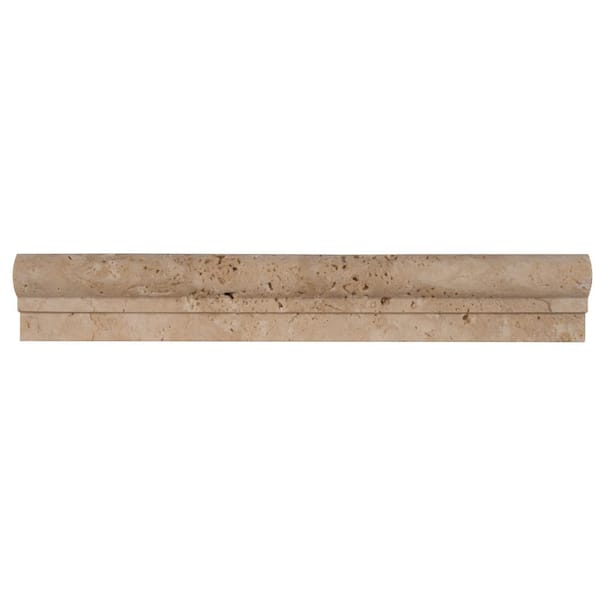 MSI Chiaro Crown Molding Beige 2 in. x 12 in. Honed Travertine Stone Look Wall Tile Trim (20 lin. ft.)