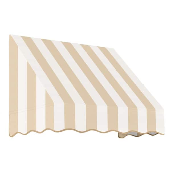 AWNTECH 5.38 ft. Wide San Francisco Window/Entry Fixed Awning (18 in. H x 36 in. D) Linen/White