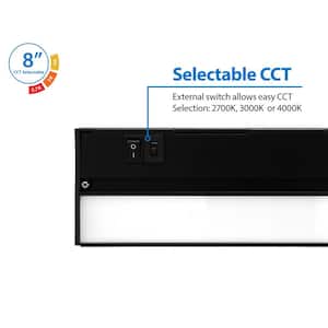 NUC-5 Series 8 in. Black Selectable LED Under Cabinet Light