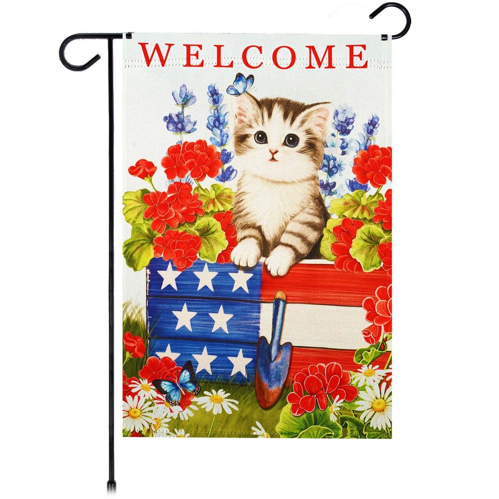 1 ft. x 1.5 ft. Polyester Welcome Kitten Patriotic 2-Sided Garden Flag Printed Blockout price history on PriceWatchPro