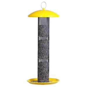 Yellow Straight Sided Finch Tube Hanging Bird Feeder - 1.5 lb. Capacity