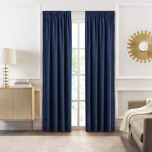 Bordeaux 52 in. W x 63 in. L Polyester Light Filtering Curtain Panel in Navy