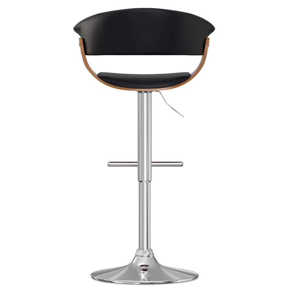 Sheldon Black Faux Leather Adjustable Swivel Bar Stool