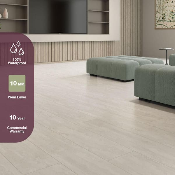 Pearl Avenue White Slate 10 mm T x 8 in. W Waterproof Laminate Wood Flooring (18.60 sq. ft./Case)