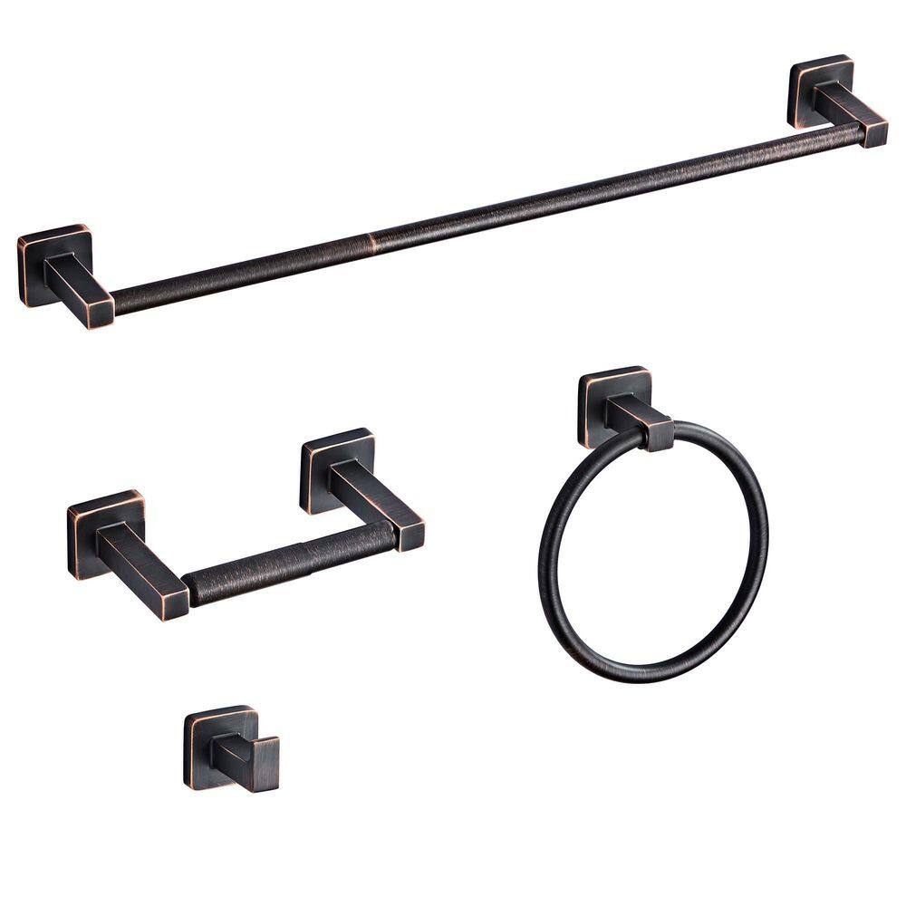 4-Piece 23.6 in. Stainless Steel Bathroom Hardware Set Robe Towel Hooks Toilet Paper Holder in Oil Rubbed Bronze price history on PriceWatchPro