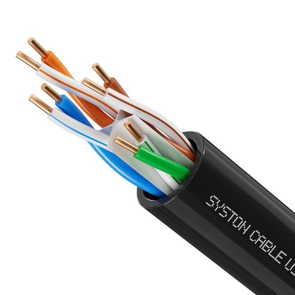 Syston Cable Technology 100 ft. Black 23/4 Solid Copper Cat6e CMP (Plenum) Bulk Data Cable