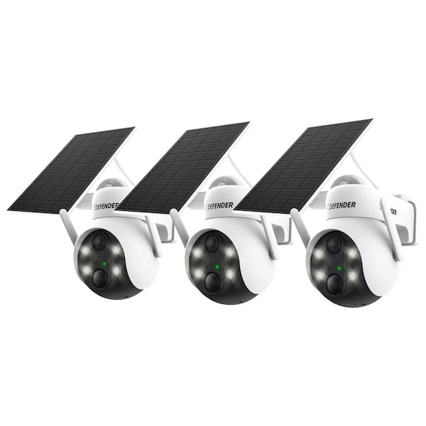 Battery Powered 4K AI EverWatch PTZ Wireless Solar-Charged Security Camera with 3-Watt Solar Panel, 3 pc