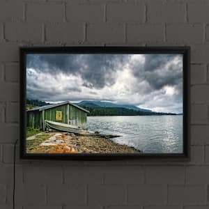 "Cloudy Day" by Beata Czyzowska Framed with LED Light Landscape Wall Art 16 in. x 24 in.