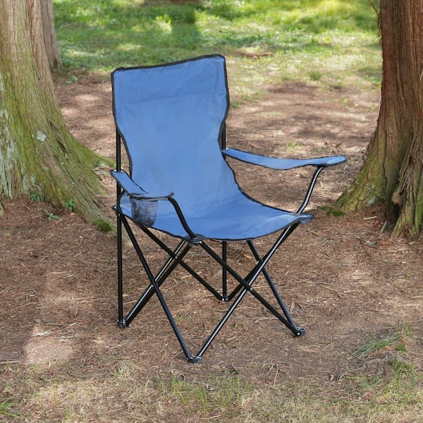 CAMP & GO Classic Blue Polyester Quad Camping Chair
