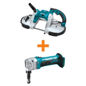 18V LXT Lithium-Ion Cordless Portable Band Saw, Tool Only and 18V LXT Lithium-Ion Cordless 16 Gauge Nibbler, Tool Only
