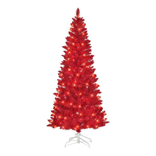 thumbnail image 2 of LuxenHome 7FT Flocked Christmas Tree, Unlit Downswept Slim Pencil Christmas Tree 2 of 12