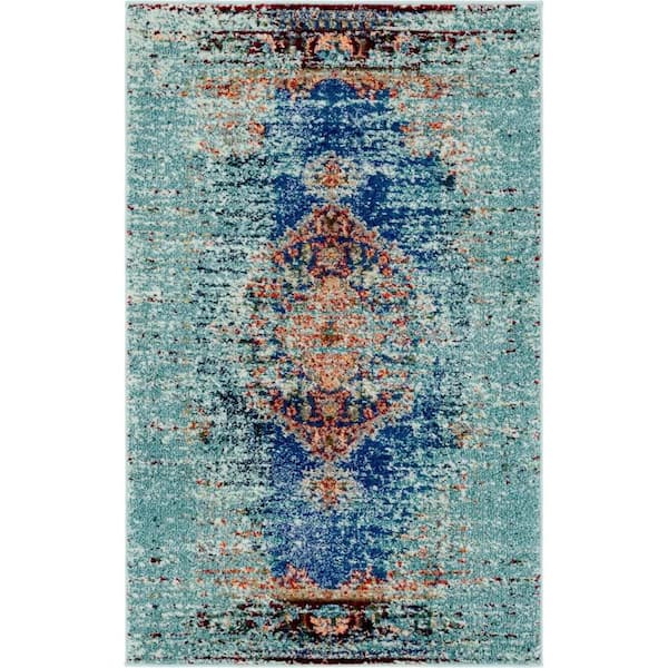 Unique Loom Vita Warhol Turquoise 3 ft. 3 in. x 5 ft. 3 in. Area Rug