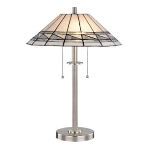 22.5 in. Brushed Nickel Table Lamp with Hand Rolled Art Glass
