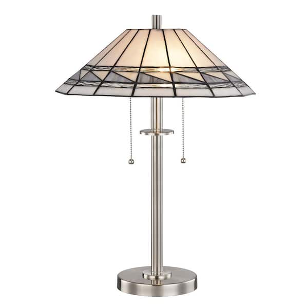 Dale Tiffany 22.5 in. Brushed Nickel Table Lamp with Hand Rolled Art Glass