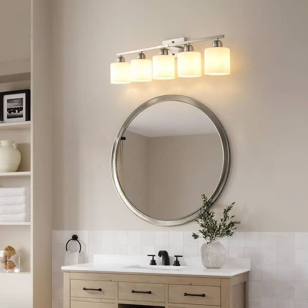 HKMGT 32 5-Light Chrome Modern Vanity Light Wall Lamp Sconce
