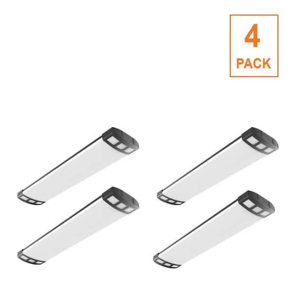 4-Pack NUDECO 4 ft. x 10 in. 5000 Lumens, Integrated LED Dimmable Black Wraparound Light, Selectable 3000K 4000K 5000K