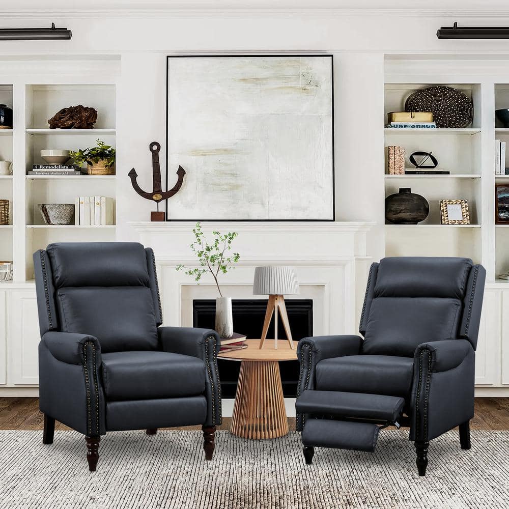 OrangeOne 30 in. Midnight Blue Modern Genuine Leather Recliner