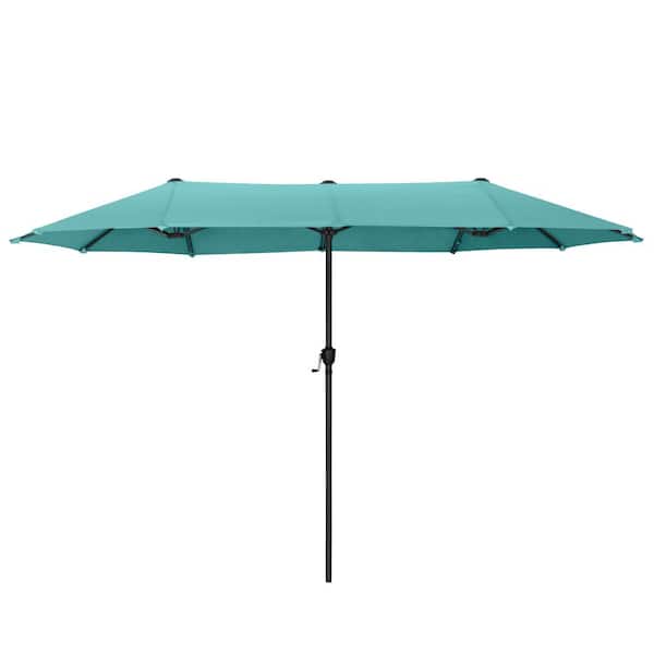 PHI VILLA 13 ft. Market Patio Umbrella 2-Side in Turquoise Green