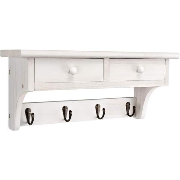 Cubilan 17 in. W x 5.9 in. D White Decorative Wall Shelf, Coat Hooks Wall  Mounted M104B61 - The Home Depot