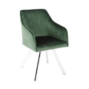 Green Upholstered Dining Chair with Channel Tufted Seat