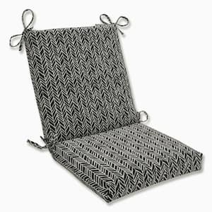 Herringbone 18 in. W x 3 in. H Deep Seat, 1-Piece Chair Cushion and Square Corners in Black/Ivory Herringbone