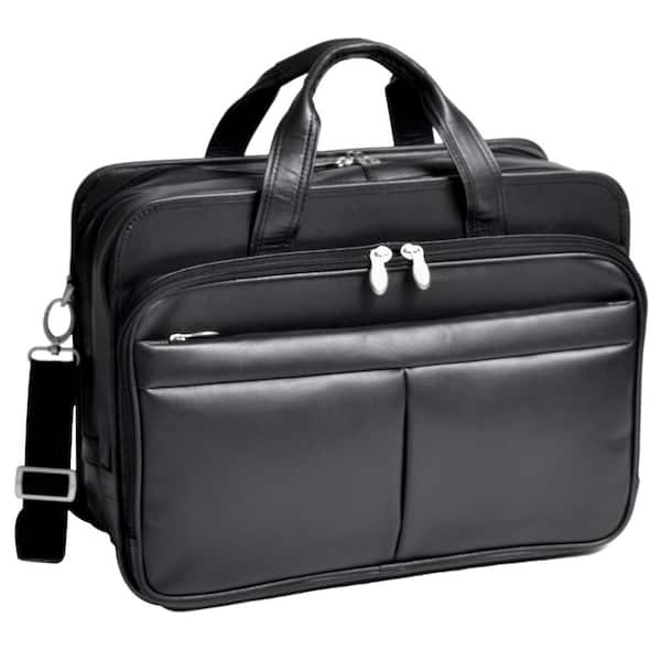 McKLEIN Walton 17 in. Black Top Grain Cowhide Leather Expandable