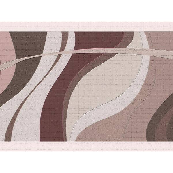 Dundee Deco Falkirk Dandy II Pink Maroon Brown Wavy Lines Abstract Peel and Stick Wallpaper Border