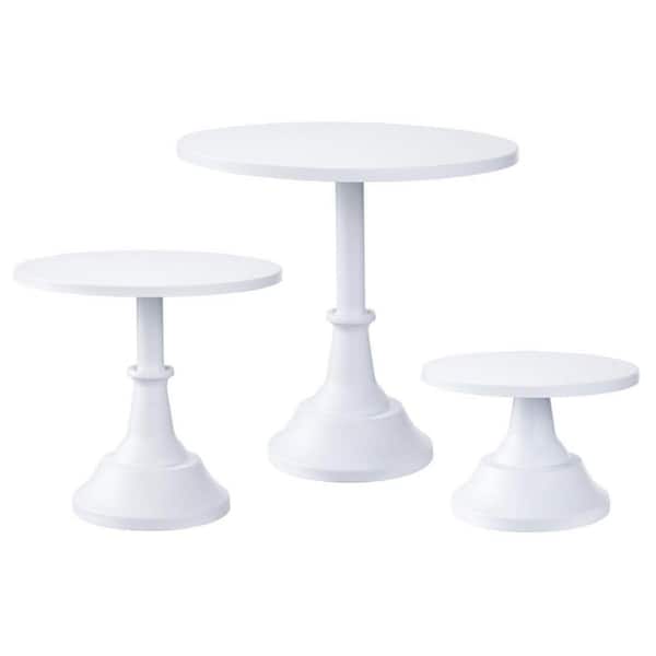 1 Tier White Metal Cake Stand Set (8/10/12 inch Plate) 6-10 Inch for Party, Wedding, Birthday, Baby Shower, Anniversary