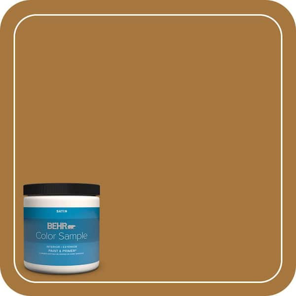 BEHR PREMIUM PLUS 8 oz. #MQ4-06 Invitation Gold Satin Enamel Interior/Exterior Paint & Primer Color Sample
