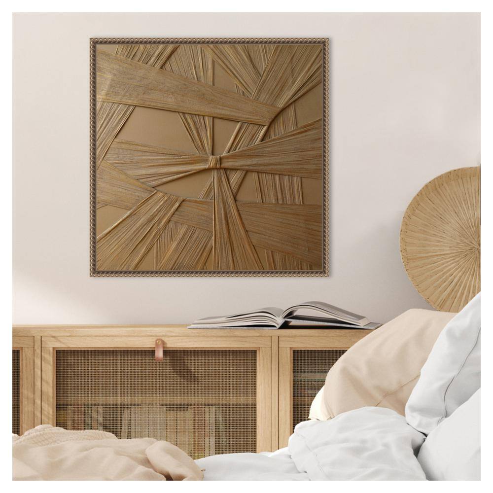 Golden Desert Abstract Canvas Art with Bronze Floater Frame