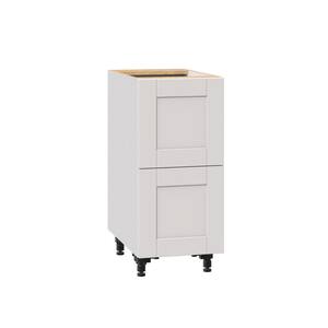 Shaker Assembled 15x34.5x24 in. 2-Drawer Base Cabinet with Metal Drawer Boxes and 1-Inner Drawer in Vanilla White