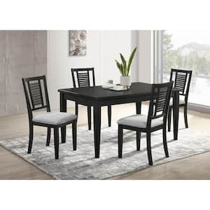 Appleton 5-Piece Rectangular Black Washed and Light Gray Wood Top Dining Set