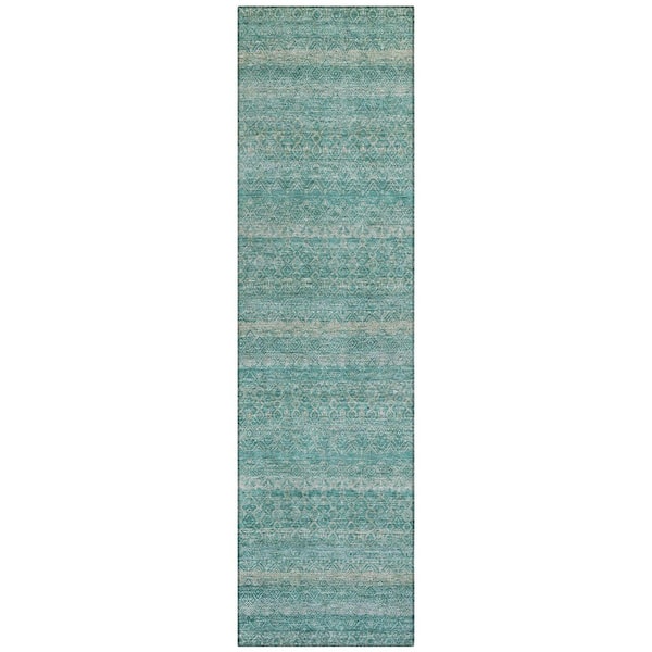 Addison Rugs Chantille Machine Washable Indoor/Outdoor Abstract ACN2105 Teal 2 ft. 3 in. x 7 ft. 6 in. Runner Rug
