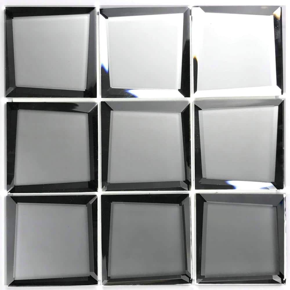 Silver Frosted Matte Beveled Glass Mosaic Tile