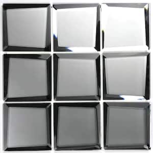 Reflections Frosted Silver Beveled Square Mosaic 9.6 in. x 9.6 in. Glass Mirror Decorative Wall Tile (6.25 sq. ft./Case)